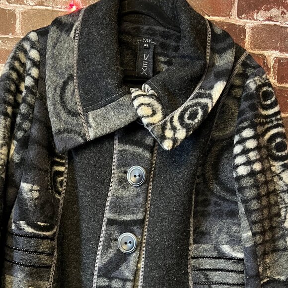 VEX Collection Geometric Boiled Wool Blend Button-Front Jacket - Picture 2 of 14